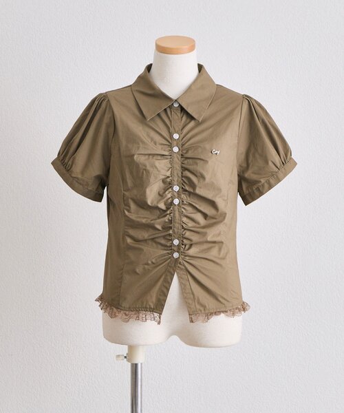 OLIVE des OLIVE(オリーブデオリーブ)の「コンパクトギャザーブラウス(シャツ/ブラウス・レディース・ブラウン/カーキ/ドット・FREE)」の13枚目の写真