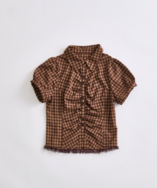 OLIVE des OLIVE(オリーブデオリーブ)の「コンパクトギャザーブラウス(シャツ/ブラウス・レディース・ブラウン/カーキ/ドット・FREE)」の4枚目の写真