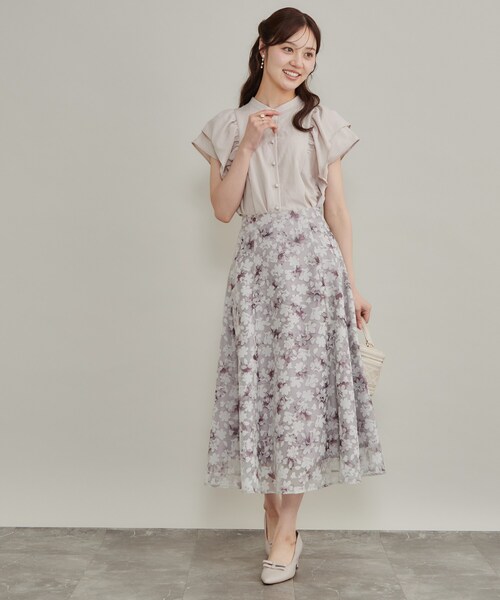 couture brooch(クチュールブローチ)の「【さらっと軽い】ラッフルスリーブ ブラウス【洗濯機可】(シャツ/ブラウス・レディース・ブラウン系その他/レンガ/サンドベージュ・36/42/40/38)」の5枚目の写真