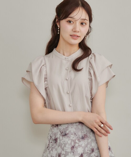 couture brooch(クチュールブローチ)の「【さらっと軽い】ラッフルスリーブ ブラウス【洗濯機可】(シャツ/ブラウス・レディース・ブラウン系その他/レンガ/サンドベージュ・36/42/40/38)」の7枚目の写真