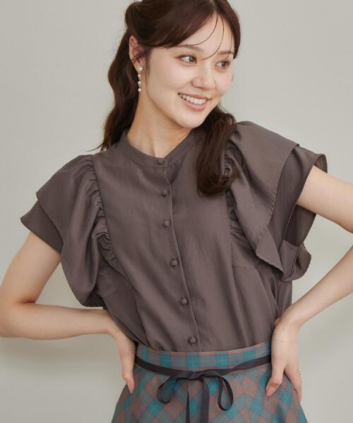 couture brooch(クチュールブローチ)の「【さらっと軽い】ラッフルスリーブ ブラウス【洗濯機可】(シャツ/ブラウス・レディース・ブラウン系その他/レンガ/サンドベージュ・36/42/40/38)」の13枚目の写真