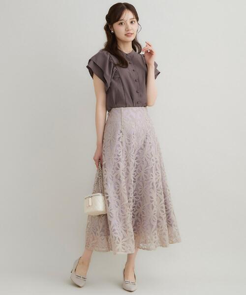 couture brooch(クチュールブローチ)の「【さらっと軽い】ラッフルスリーブ ブラウス【洗濯機可】(シャツ/ブラウス・レディース・ブラウン系その他/レンガ/サンドベージュ・36/42/40/38)」の17枚目の写真