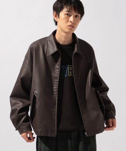 niko and...（ニコアンド）の「PUレザーショートブルゾン（ブルゾン・メンズ・ブラック/サンドグレー/ダークブラウン・MEDIUM/LARGE）」の20枚目の写真