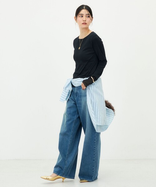 NOLLEY’S(ノーリーズ)の「ウォッシャブル袖口シアー切替ロンT(Tシャツ/カットソー・レディース・ブラック/イエロー/シルバー/ホワイト・38)」の10枚目の写真