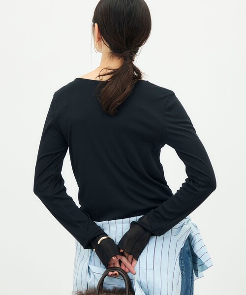 NOLLEY’S(ノーリーズ)の「ウォッシャブル袖口シアー切替ロンT(Tシャツ/カットソー・レディース・ブラック/イエロー/シルバー/ホワイト・38)」の16枚目の写真