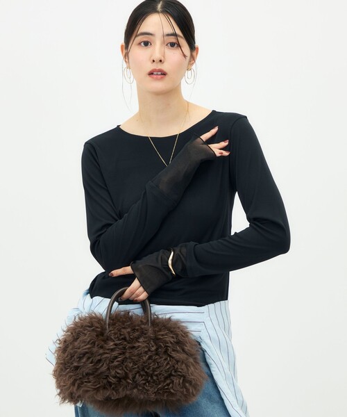NOLLEY’S(ノーリーズ)の「ウォッシャブル袖口シアー切替ロンT(Tシャツ/カットソー・レディース・ブラック/イエロー/シルバー/ホワイト・38)」の19枚目の写真