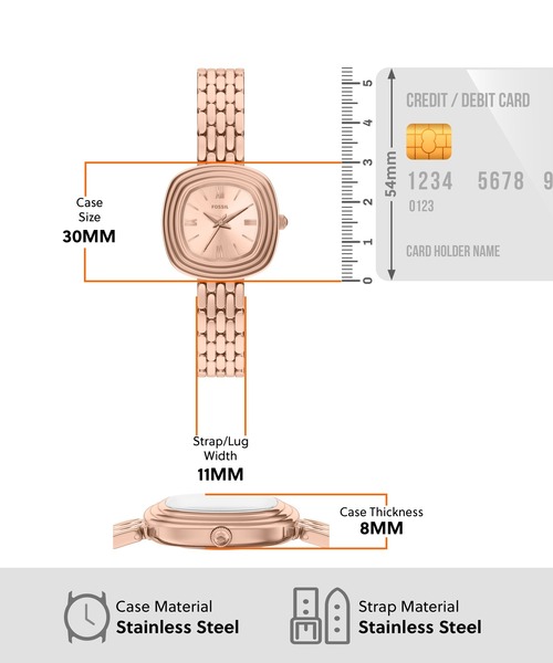 FOSSIL（フォッシル）の「フォッシル 腕時計 レディース アナログ ステンレス ES5507（アナログ腕時計・レディース・ピンクゴールド・FREE）」の5枚目の写真