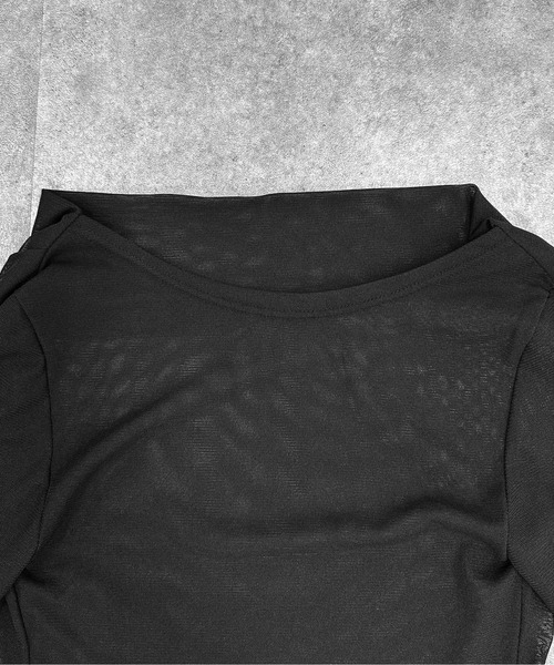 LVEU.(ラブユ.)の「【LVEU.】メッシュオフショルダートップス / トップス カットソー オフショルダー オフショル シンプル 肌見せ ストレッチ ヘルシー 長袖 メッシュ シアー ブラック ZOZOTOWN限定(Tシャツ/カットソー・レディース・ブラック・FREE)」の9枚目の写真