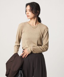 シャイニーラメ クルーネック ロングスリーブ カットソー