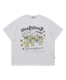 HOODHOOD（フッドフッド）の「エイリアンピース 半袖Tシャツ ホワイト（Tシャツ/カットソー）」