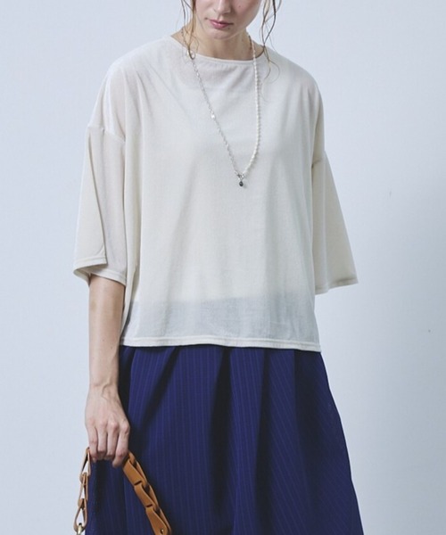 etre relie(エトレリー)の「シアーベロアプルオーバー(Tシャツ/カットソー・レディース・ブラック/モカ/キナリ・MEDIUM)」の1枚目の写真