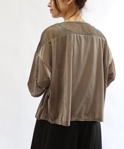etre relie(エトレリー)の「シアーベロアプルオーバー(Tシャツ/カットソー・レディース・ブラック/モカ/キナリ・MEDIUM)」の12枚目の写真