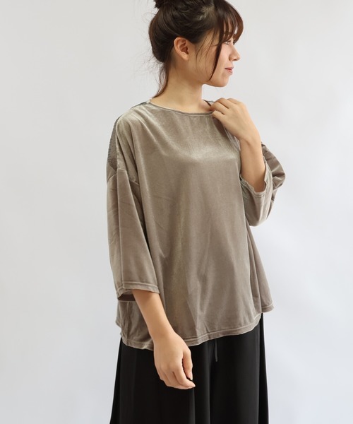 etre relie(エトレリー)の「シアーベロアプルオーバー(Tシャツ/カットソー・レディース・ブラック/モカ/キナリ・MEDIUM)」の13枚目の写真