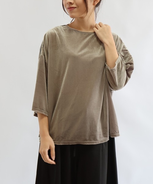 etre relie(エトレリー)の「シアーベロアプルオーバー(Tシャツ/カットソー・レディース・ブラック/モカ/キナリ・MEDIUM)」の14枚目の写真