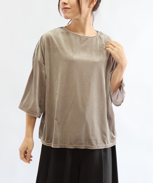 etre relie(エトレリー)の「シアーベロアプルオーバー(Tシャツ/カットソー・レディース・ブラック/モカ/キナリ・MEDIUM)」の15枚目の写真