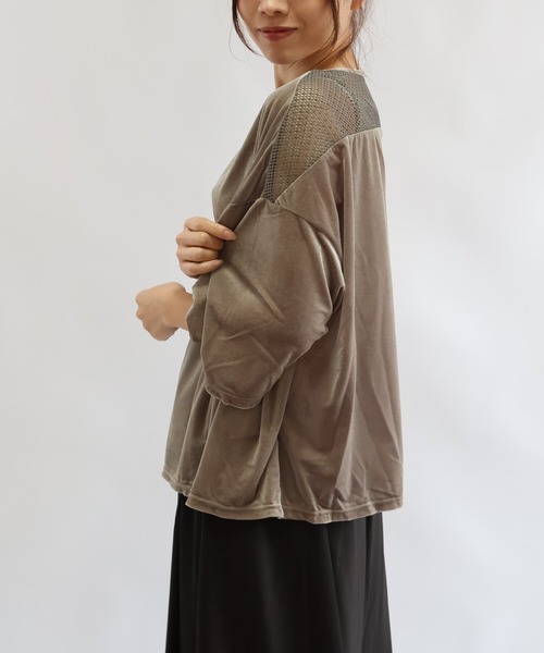 etre relie(エトレリー)の「シアーベロアプルオーバー(Tシャツ/カットソー・レディース・ブラック/モカ/キナリ・MEDIUM)」の16枚目の写真
