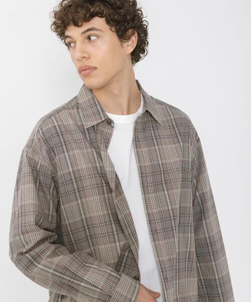 URBAN RESEARCH Sonny Label(アーバンリサーチサニーレーベル)の「リラックスフィットチェックレギュラーカラーシャツ(シャツ/ブラウス・メンズ・グリーン系その他/ブルー系その他/グレー系その他・MEDIUM/LARGE)」の1枚目の写真