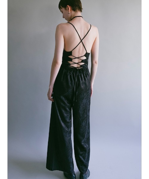 sahara(サハラ)の「Satin Jacquard All In One(つなぎ/オールインワン・レディース・ネイビー/ブラック/ライトブルー・FREE)」の4枚目の写真