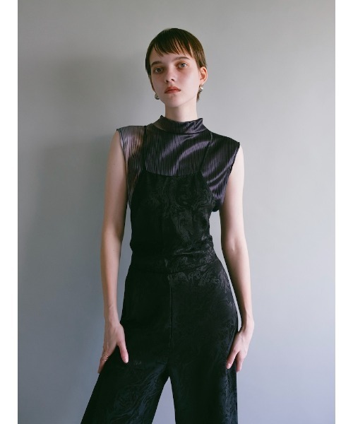 sahara(サハラ)の「Satin Jacquard All In One(つなぎ/オールインワン・レディース・ネイビー/ブラック/ライトブルー・FREE)」の6枚目の写真