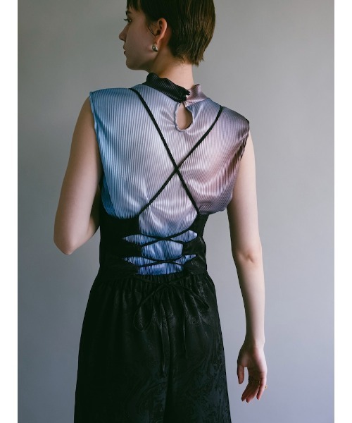 sahara(サハラ)の「Satin Jacquard All In One(つなぎ/オールインワン・レディース・ネイビー/ブラック/ライトブルー・FREE)」の8枚目の写真