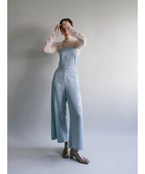 sahara(サハラ)の「Satin Jacquard All In One(つなぎ/オールインワン・レディース・ネイビー/ブラック/ライトブルー・FREE)」の10枚目の写真