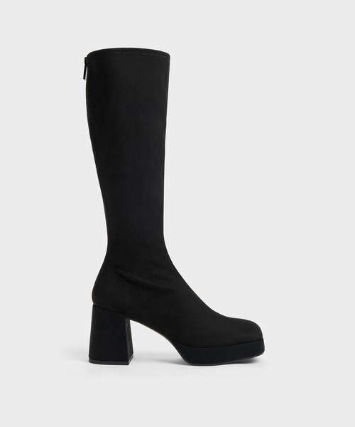 CHARLES & KEITH(チャールズ & キース)の「プラットフォーム ロングブーツ(ブーツ・レディース・ブラック/ダークブラウン系4/ブラック系その他2・24.5cm/23.5cm/23cm/22.5cm/25.5cm/25cm)」の2枚目の写真