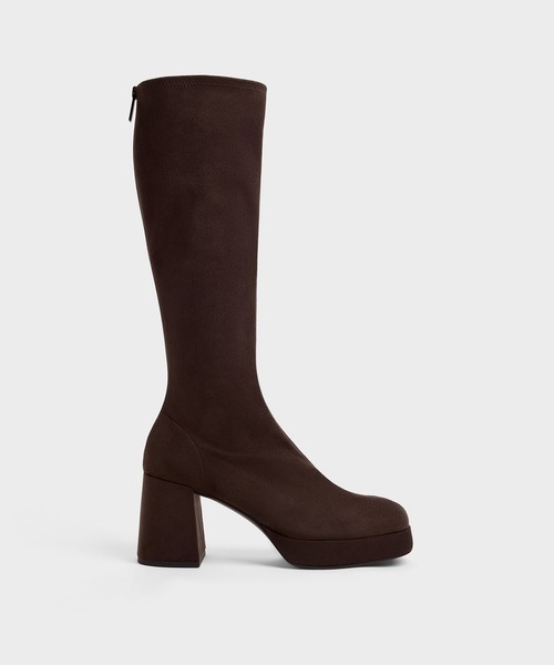 CHARLES & KEITH(チャールズ & キース)の「プラットフォーム ロングブーツ(ブーツ・レディース・ブラック/ダークブラウン系4/ブラック系その他2・24.5cm/23.5cm/23cm/22.5cm/25.5cm/25cm)」の5枚目の写真