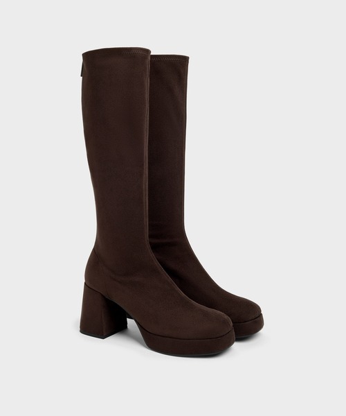CHARLES & KEITH(チャールズ & キース)の「プラットフォーム ロングブーツ(ブーツ・レディース・ブラック/ダークブラウン系4/ブラック系その他2・24.5cm/23.5cm/23cm/22.5cm/25.5cm/25cm)」の6枚目の写真