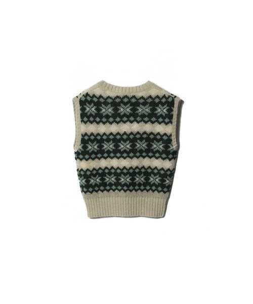 UNUS(ユナス)の「UNUS / Fairisle Knit Vest(ベスト・レディース・ブルー/グリーン・FREE)」の4枚目の写真