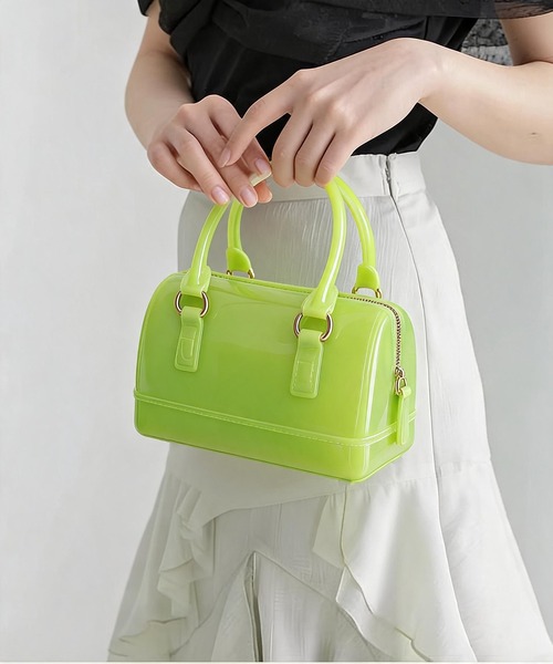 LA VORAGINE(ラ ヴォラジネ)の「ジェリーボストンショルダーBAG/Jelly Boston Shoulder Bag(ショルダーバッグ・レディース・アイボリー/ブルー/グリーン/PINK/Black・FREE)」の3枚目の写真