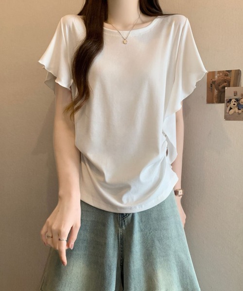 Girly Doll(ガーリードール)の「ドレープスリーブカットソー(Tシャツ/カットソー・レディース・グレー/ホワイト/ブラック・M/L)」の4枚目の写真