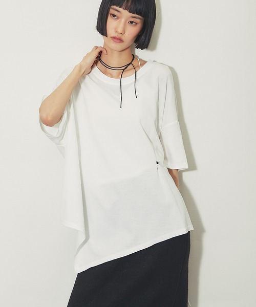 ANOTHER S(アナザーエス)の「ペプラムTシャツ(Tシャツ/カットソー・レディース・ホワイト/ブラック・FREE)」の6枚目の写真