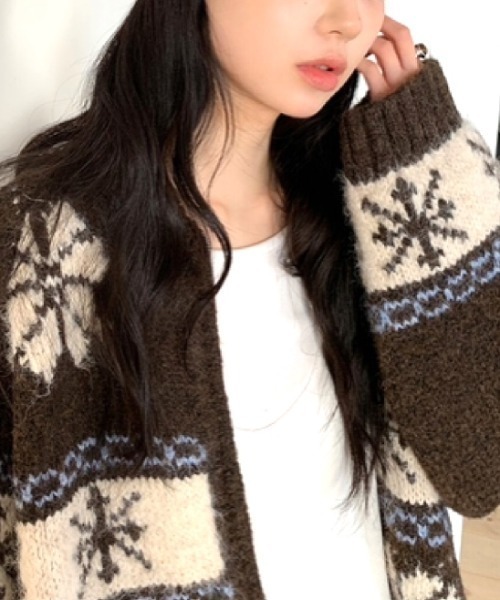 SHEENA(シーナ)の「ノルディック柄ジップアップニットカーディガン(カーディガン/ボレロ・レディース・ブラウン/ネイビー・M)」の14枚目の写真