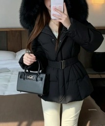 エコファーフードベルト付き中綿ジャケット