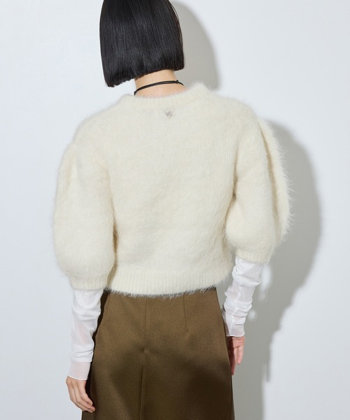 ADAM ET ROPE'(アダムエロペ)の「ブラッシュドアルパカハーフスリーブトップス(ニット/セーター・レディース・グレー/オフホワイト/サックスブルー・FREE)」の19枚目の写真
