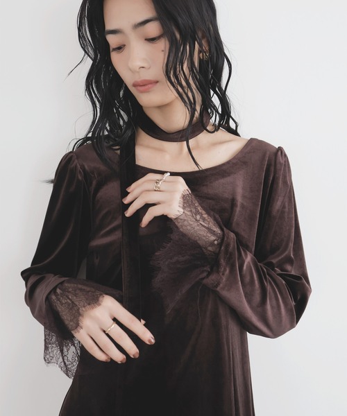 LIAN(リアン)の「チョーカー付レースベロアドレス(ドレス・レディース・ブラック/ブラウン・FREE)」の12枚目の写真
