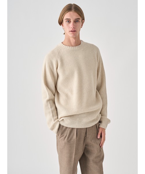 JOHN SMEDLEY アイボリー セーター M Eco Cashmere］カシミヤ混 クルーネック長袖ニットプルオーバー