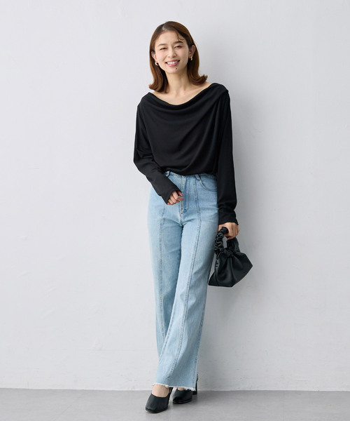 anyfee(エニフィー)の「【anyfee/大きいサイズ】リブドレープネック長袖Tシャツ(Tシャツ/カットソー・レディース・オフホワイト・4L)」の11枚目の写真