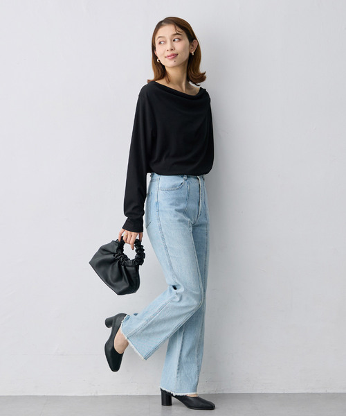 anyfee(エニフィー)の「【anyfee/大きいサイズ】リブドレープネック長袖Tシャツ(Tシャツ/カットソー・レディース・オフホワイト・4L)」の12枚目の写真