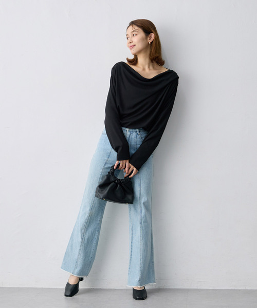 anyfee(エニフィー)の「【anyfee/大きいサイズ】リブドレープネック長袖Tシャツ(Tシャツ/カットソー・レディース・オフホワイト・4L)」の13枚目の写真
