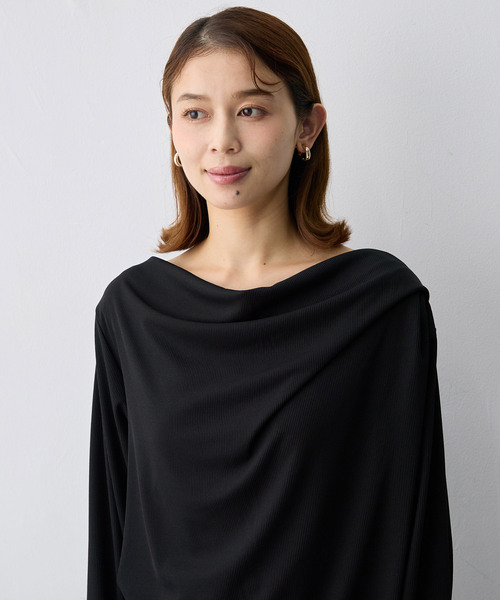 anyfee(エニフィー)の「【anyfee/大きいサイズ】リブドレープネック長袖Tシャツ(Tシャツ/カットソー・レディース・オフホワイト・4L)」の14枚目の写真