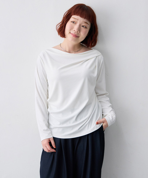 anyfee(エニフィー)の「【anyfee/大きいサイズ】リブドレープネック長袖Tシャツ(Tシャツ/カットソー・レディース・オフホワイト・4L)」の17枚目の写真