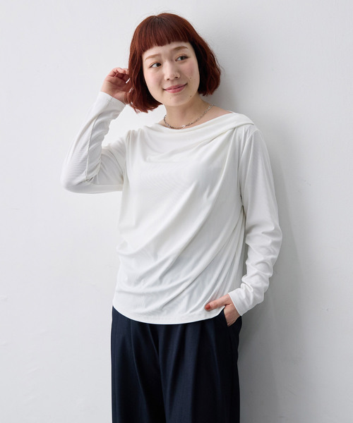 anyfee(エニフィー)の「【anyfee/大きいサイズ】リブドレープネック長袖Tシャツ(Tシャツ/カットソー・レディース・オフホワイト・4L)」の19枚目の写真