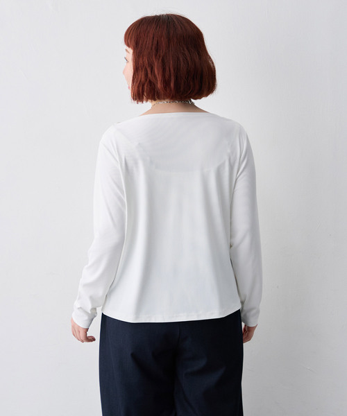anyfee(エニフィー)の「【anyfee/大きいサイズ】リブドレープネック長袖Tシャツ(Tシャツ/カットソー・レディース・オフホワイト・4L)」の20枚目の写真