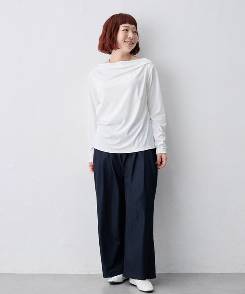 anyfee(エニフィー)の「【anyfee/大きいサイズ】リブドレープネック長袖Tシャツ(Tシャツ/カットソー・レディース・オフホワイト・4L)」の21枚目の写真