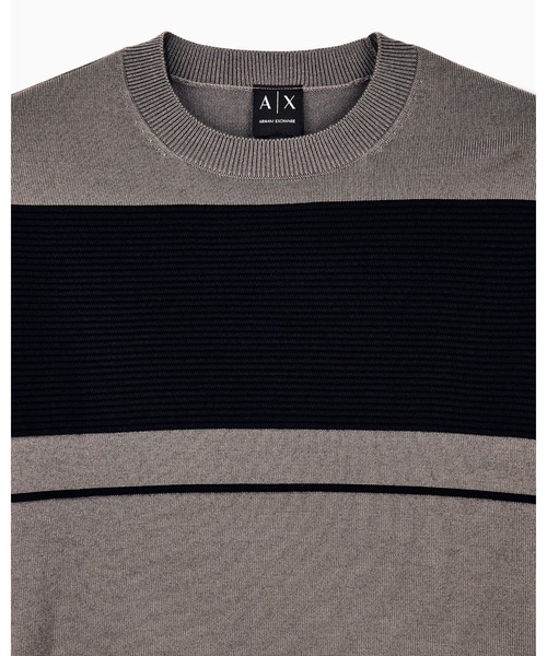 ARMANI EXCHANGE(アルマーニエクスチェンジ)の「【A|X アルマーニ エクスチェンジ】<オンライン限定>カラーブロック ボーダー ニットプルオーバー(ニット/セーター・メンズ・ブルー/ライトブラウン・X-LARGE/SMALL/MEDIUM/LARGE/X-SMALL)」の12枚目の写真
