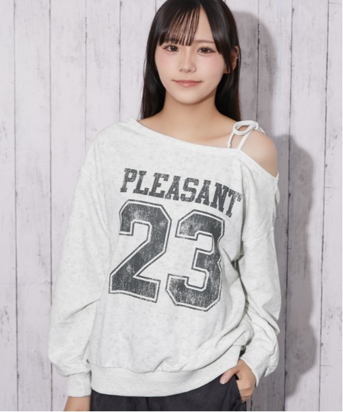 GORGE(ゴージ)の「ラメ裏毛 ワンショルダーナンバーロゴトップス|全4色(Tシャツ/カットソー・レディース・オフホワイト/ピンク/ブラック/ネイビー・F)」の1枚目の写真