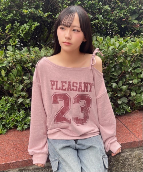 GORGE(ゴージ)の「ラメ裏毛 ワンショルダーナンバーロゴトップス|全4色(Tシャツ/カットソー・レディース・オフホワイト/ピンク/ブラック/ネイビー・F)」の9枚目の写真