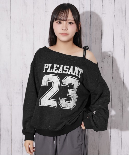 GORGE(ゴージ)の「ラメ裏毛 ワンショルダーナンバーロゴトップス|全4色(Tシャツ/カットソー・レディース・オフホワイト/ピンク/ブラック/ネイビー・F)」の13枚目の写真