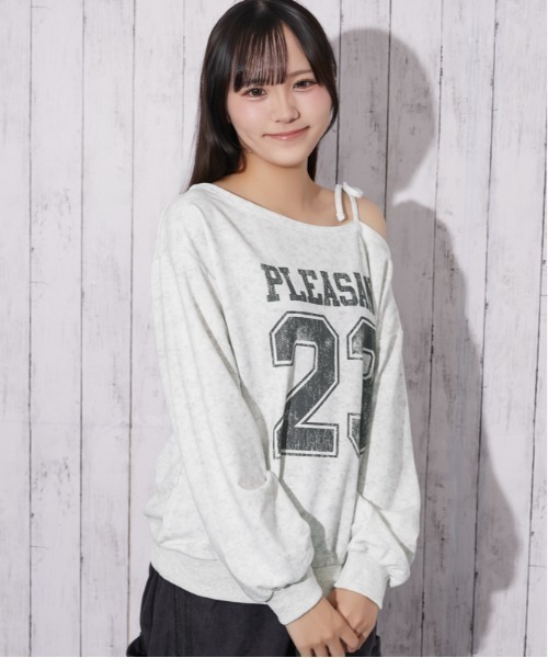 GORGE(ゴージ)の「ラメ裏毛 ワンショルダーナンバーロゴトップス|全4色(Tシャツ/カットソー・レディース・オフホワイト/ピンク/ブラック/ネイビー・F)」の18枚目の写真